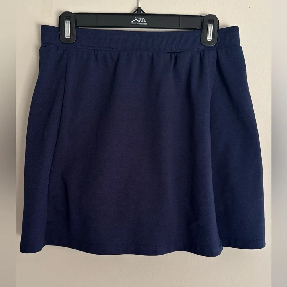 LL Bean Womens Stretch Jersey Mini Skirt Blue Classic Cotton Size S